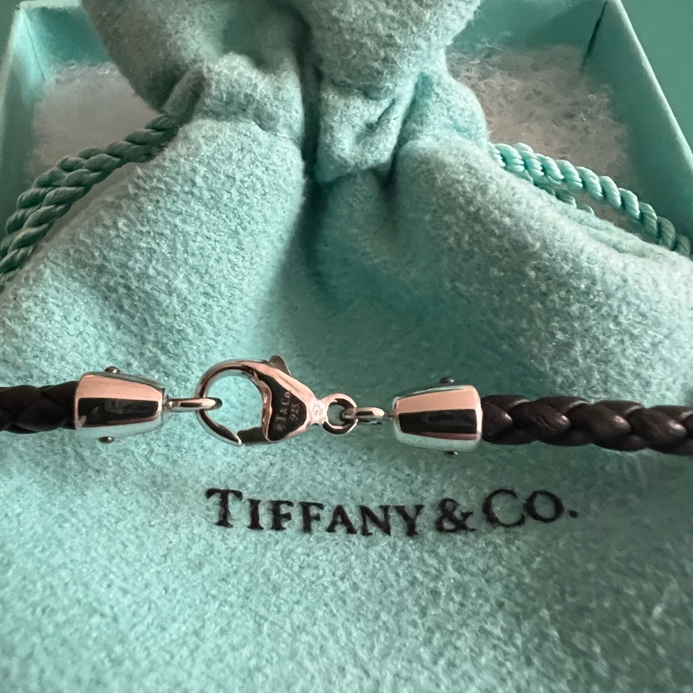 🌸🌸 Authentic Tiffany & Co. Silver Somerset Bead on a Black Braided Neckl… - Picture 3 of 7